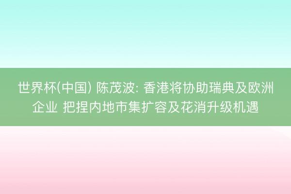 世界杯(中国) 陈茂波: 香港将协助瑞典及欧洲企业 把捏内地市集扩容及花消升级机遇
