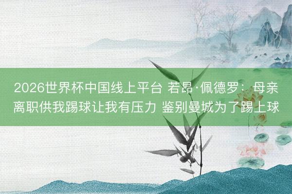 2026世界杯中国线上平台 若昂·佩德罗：母亲离职供我踢球让我有压力 鉴别曼城为了踢上球