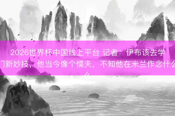 2026世界杯中国线上平台 记者：伊布该去学门新妙技，他当今像个懦夫，不知他在米兰作念什么