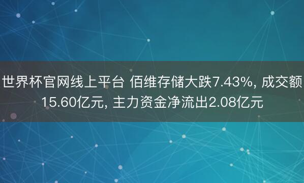 世界杯官网线上平台 佰维存储大跌7.43%， 成交额15.60亿元， 主力资金净流出2.08亿元
