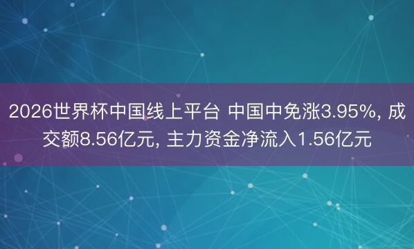 2026世界杯中国线上平台 中国中免涨3.95%， 成交额8.56亿元， 主力资金净流入1.56亿元