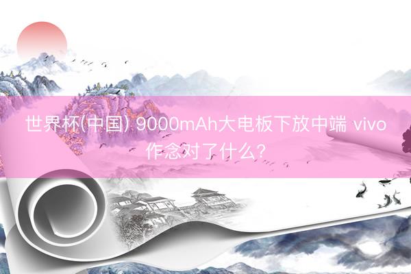 世界杯(中国) 9000mAh大电板下放中端 vivo作念对了什么?