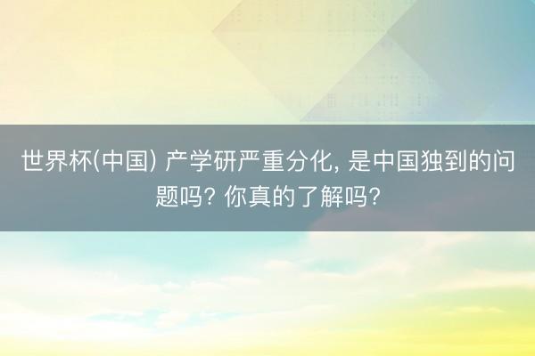 世界杯(中国) 产学研严重分化， 是中国独到的问题吗? 你真的了解吗?
