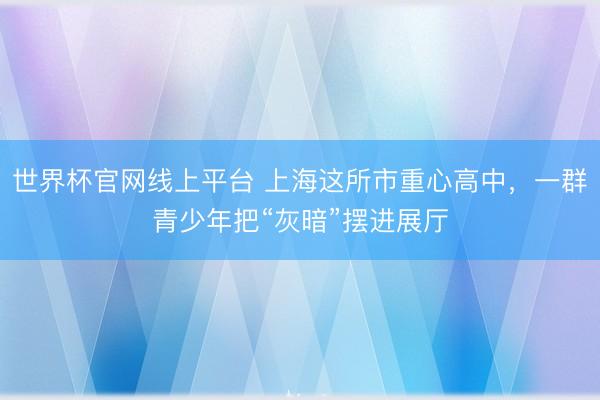 世界杯官网线上平台 上海这所市重心高中，一群青少年把“灰暗”摆进展厅