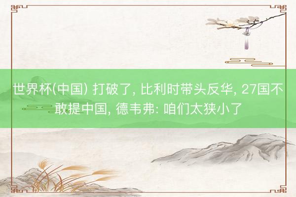 世界杯(中国) 打破了， 比利时带头反华， 27国不敢提中国， 德韦弗: 咱们太狭小了