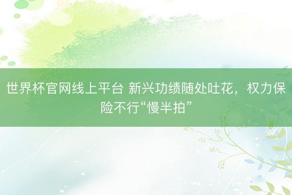 世界杯官网线上平台 新兴功绩随处吐花,权力保险不行“慢半拍”