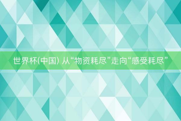 世界杯(中国) 从“物资耗尽”走向“感受耗尽”