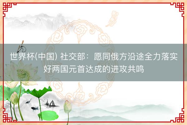 世界杯(中国) 社交部：愿同俄方沿途全力落实好两国元首达成的进攻共鸣