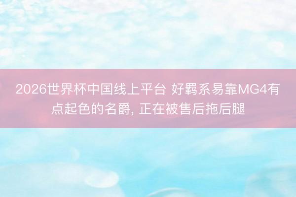 2026世界杯中国线上平台 好羁系易靠MG4有点起色的名爵， 正在被售后拖后腿