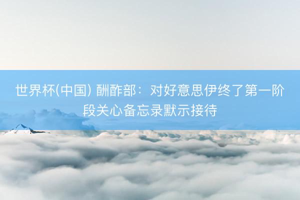 世界杯(中国) 酬酢部：对好意思伊终了第一阶段关心备忘录默示接待