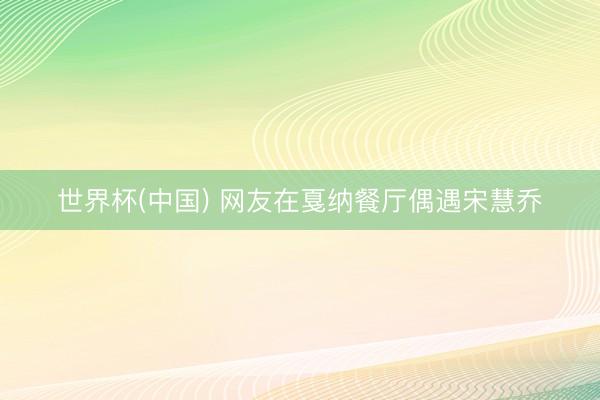 世界杯(中国) 网友在戛纳餐厅偶遇宋慧乔