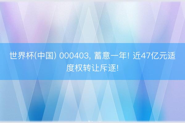 世界杯(中国) 000403， 蓄意一年! 近47亿元适度权转让斥逐!